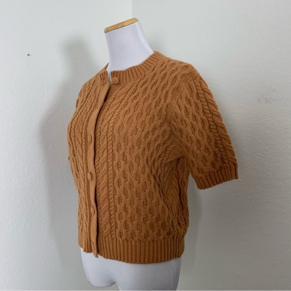 Shein Cable Knit Brown Sweater Top Button Front Retro Size medium - Picture 8 of 13